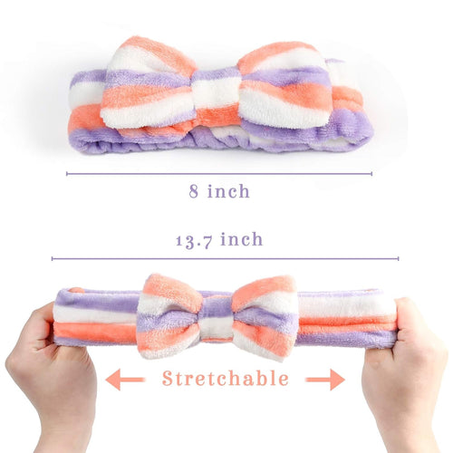 8Pack Spa Headband for Women, Makeup Headband for Washing Face, Skincare Fuzzy Hair Bands for Teen Girls Kids, Coral Fleece